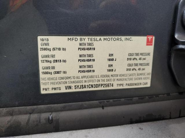 5YJSA1CN3DFP25974 - 2013 TESLA MODEL S WHITE photo 12