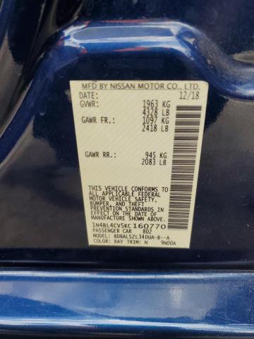 1N4BL4CV5KC160770 - 2019 NISSAN ALTIMA SR BLUE photo 12