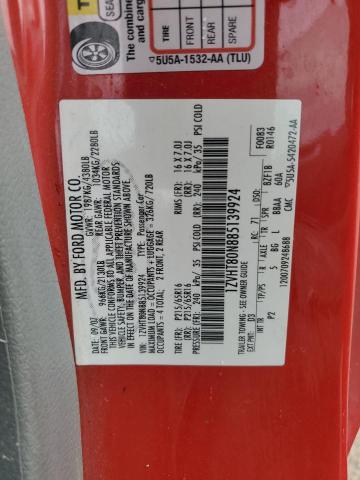 1ZVHT80N885139924 - 2008 FORD MUSTANG RED photo 12