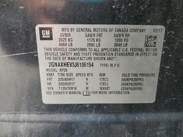 2GNAXHEV3J6106154 - 2018 CHEVROLET EQUINOX LS CHARCOAL photo 13