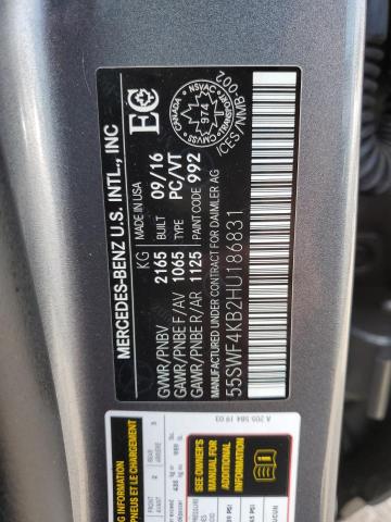 55SWF4KB2HU186831 - 2017 MERCEDES-BENZ C 300 4MATIC GRAY photo 13