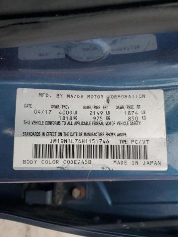 JM1BN1L76H1151746 - 2017 MAZDA 3 TOURING ლურჯი ფოტო 12