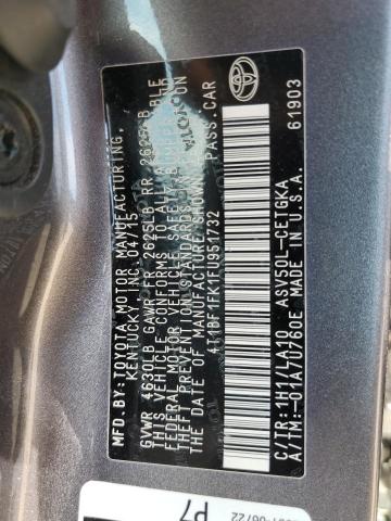 4T1BF1FK1FU951732 - 2015 TOYOTA CAMRY LE GRAY photo 12