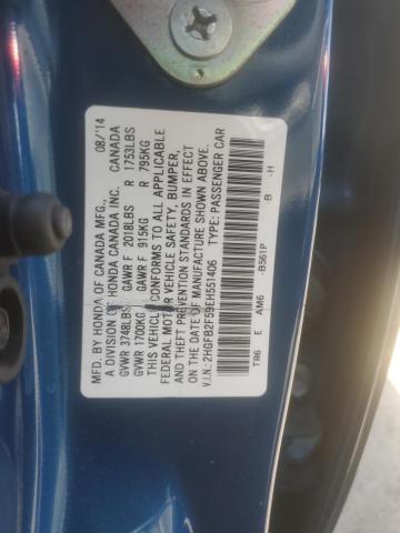 2HGFB2F59EH551406 - 2014 HONDA CIVIC LX BLUE photo 13