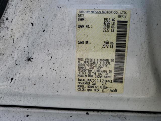 1N4AL3AP7JC112941 - 2018 NISSAN ALTIMA 2.5 თეთრი ფოტო 12