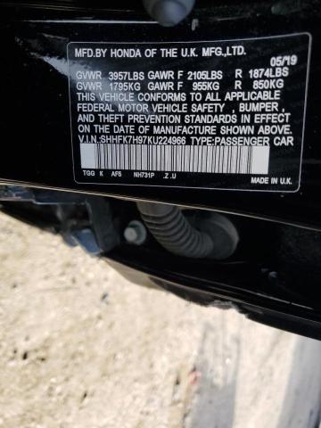 SHHFK7H97KU224966 - 2019 HONDA CIVIC SPORT TOURING BLACK photo 13