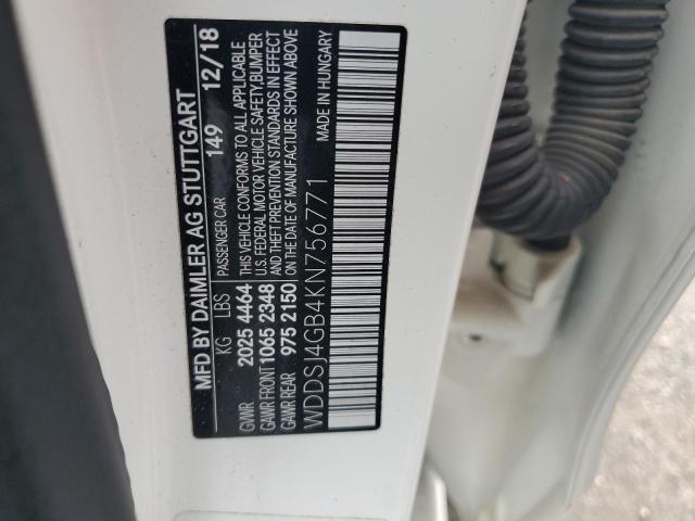 WDDSJ4GB4KN756771 - 2019 MERCEDES-BENZ CLA 250 4MATIC WHITE photo 12