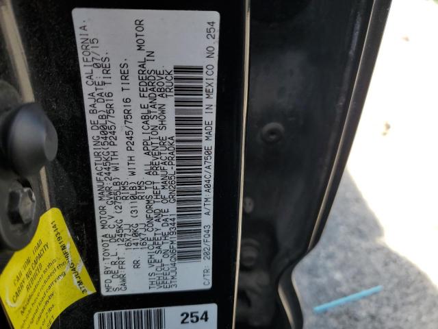 3TMJU4GN6FM193441 - 2015 TOYOTA TACOMA DOUBLE CAB PRERUNNER BLACK photo 12
