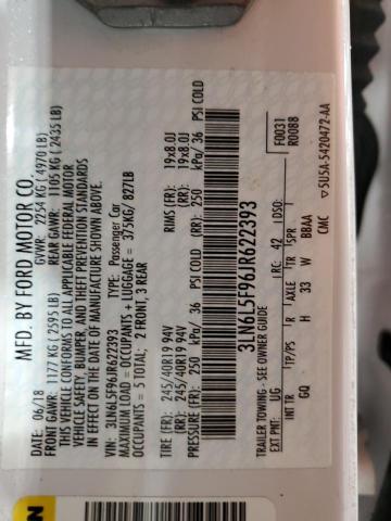 3LN6L5F96JR622393 - 2018 LINCOLN MKZ RESERVE თეთრი ფოტო 12