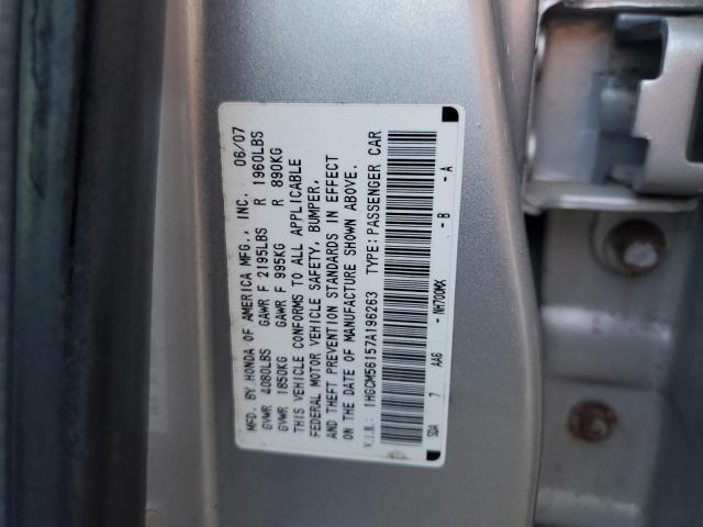 1HGCM56157A196263 - 2007 HONDA ACCORD VALUE SILVER photo 12