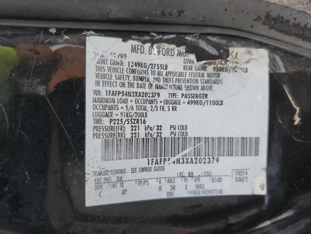 1FAFP54N3XA202379 - 1999 FORD TAURUS SHO BLACK photo 12