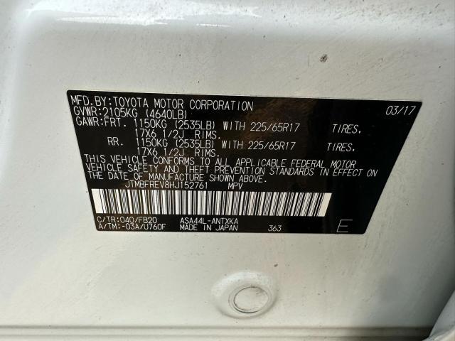 JTMBFREV8HJ152761 - 2017 TOYOTA RAV4 LE თეთრი ფოტო 10