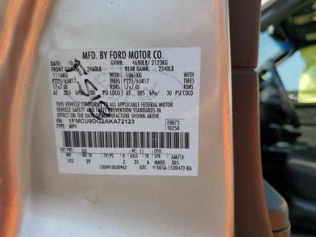 1FMCU9DG2AKA72123 - 2010 FORD ESCAPE XLT SILVER photo 13