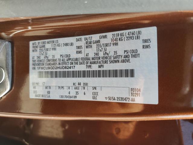 1FMCU9GD2HUD82417 - 2017 FORD ESCAPE SE BROWN photo 14