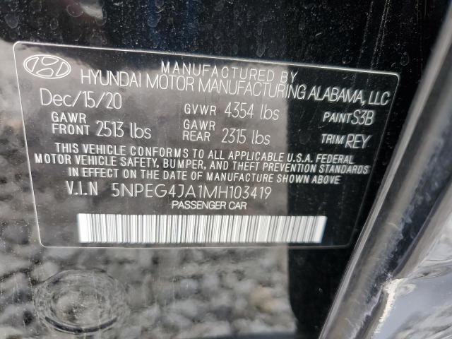 5NPEG4JA1MH103419 - 2021 HYUNDAI SONATA SE Қара фото 12