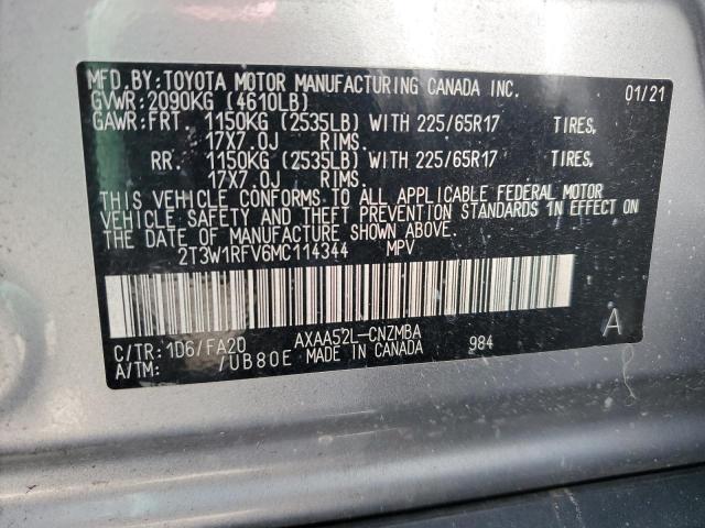2T3W1RFV6MC114344 - 2021 TOYOTA RAV4 XLE SILVER photo 14