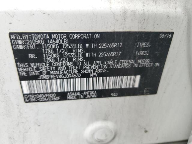 JTMBFREV4GJ094632 - 2016 TOYOTA RAV4 LE თეთრი ფოტო 14