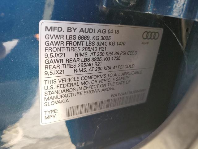 WA1VAAF75JD040981 - 2018 AUDI Q7 PRESTIGE TEAL photo 13