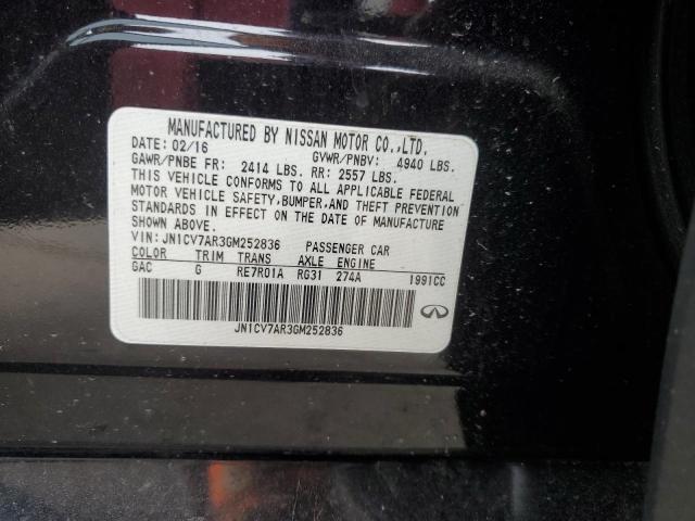 JN1CV7AR3GM252836 - 2016 INFINITI Q50 BASE შავი ფოტო 12