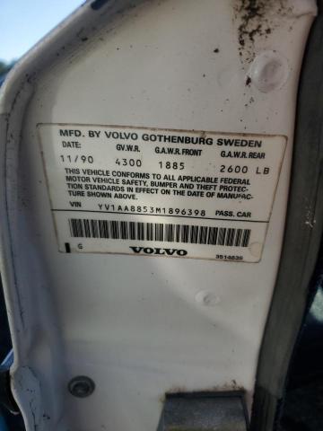 YV1AA8853M1896398 - 1991 VOLVO 240 BASE WHITE photo 12