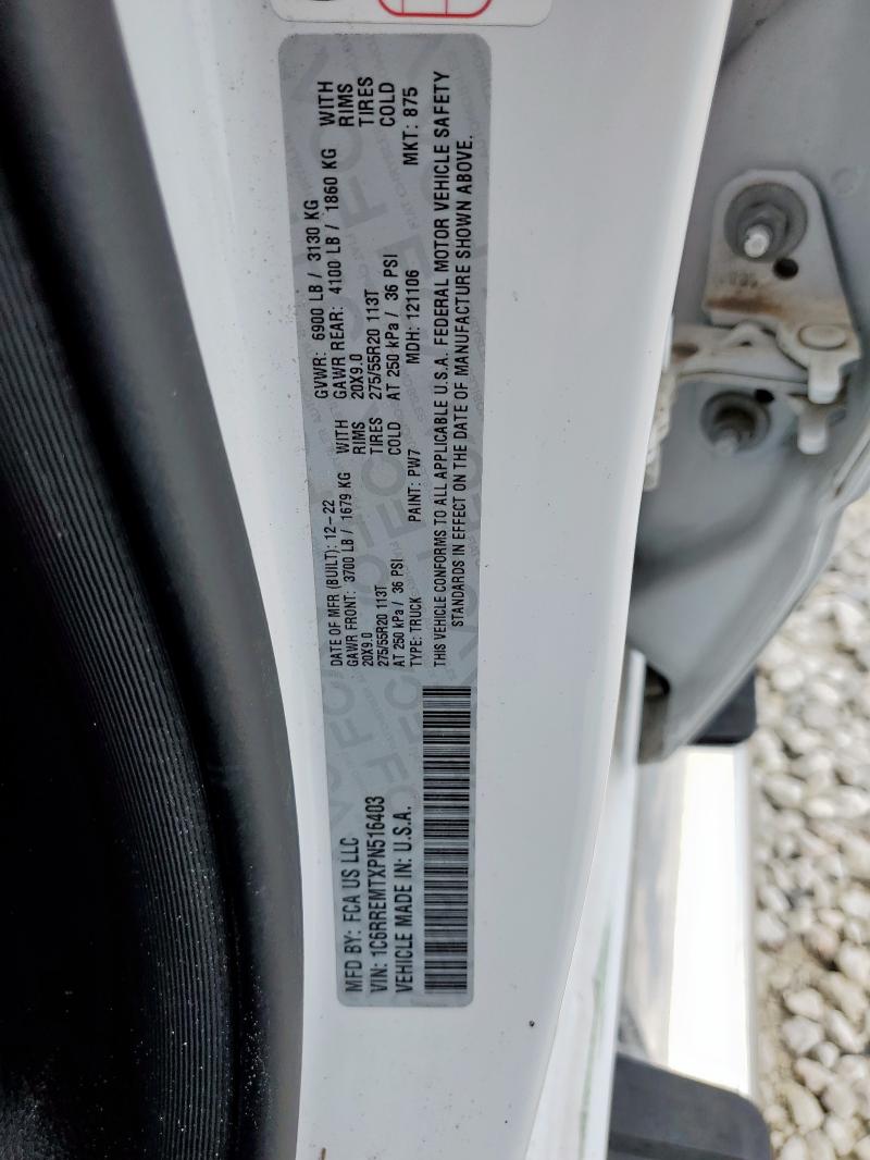 1C6RREMTXPN516403 - 2023 RAM 1500 BIG HORN/LONE STAR WHITE photo 12