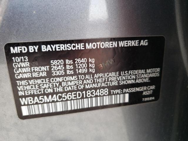 WBA5M4C56ED183488 - 2014 BMW 535 XIGT GRAY photo 12