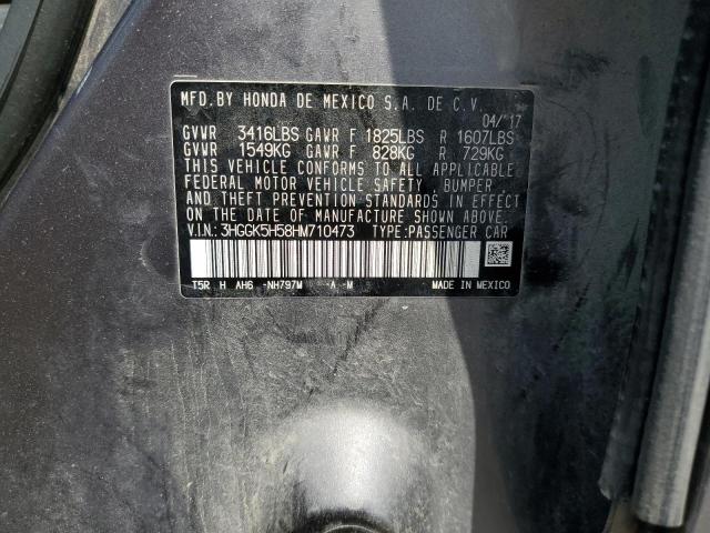 3HGGK5H58HM710473 - 2017 HONDA FIT LX GRAY photo 12