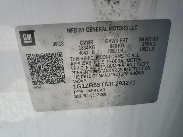 1G1ZB5ST6JF293271 - 2018 CHEVROLET MALIBU LS Ağ foto 12