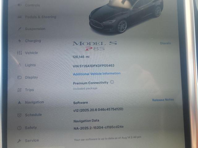 5YJSA1DPXDFP05463 - 2013 TESLA MODEL S Noir photo 9