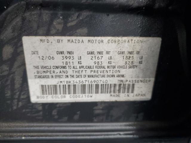JM1BK343671690740 - 2007 MAZDA 3 HATCHBACK შავი ფოტო 13