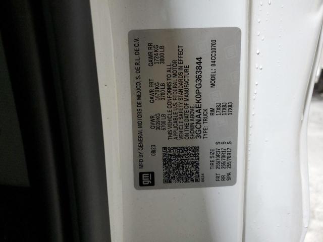 3GCNAAEK0PG363844 - 2023 CHEVROLET SILVERADO C1500 თეთრი ფოტო 12