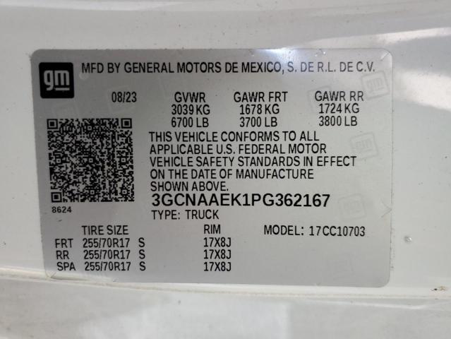 3GCNAAEK1PG362167 - 2023 CHEVROLET SILVERADO C1500 თეთრი ფოტო 12