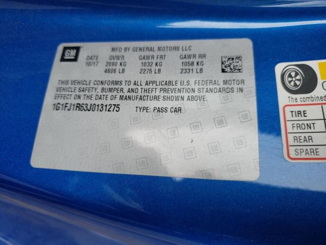 1G1FJ1R63J0131275 - 2018 CHEVROLET CAMARO ZL1 BLUE photo 12