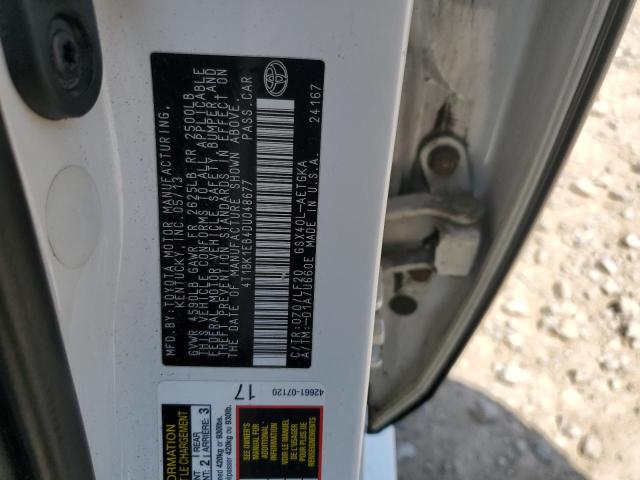 4T1BK1EB4DU048677 - 2013 TOYOTA AVALON BASE 白色 照片 12