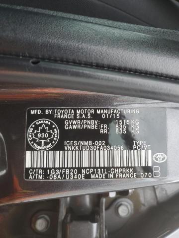 VNKKTUD30FA034056 - 2015 TOYOTA YARIS GRAY photo 12