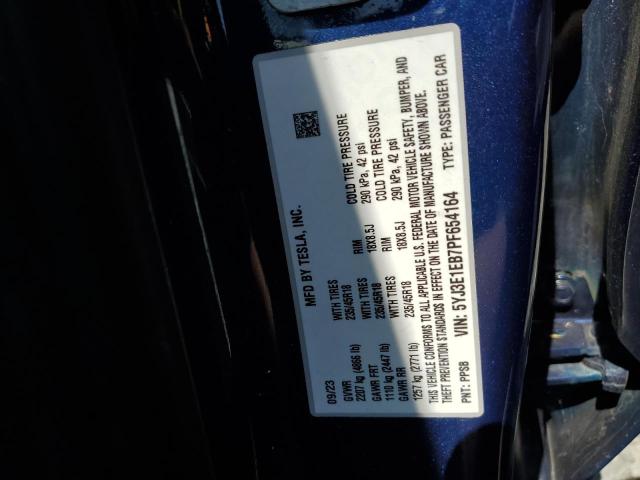 5YJ3E1EB7PF654164 - 2023 TESLA MODEL 3 蓝色 照片 12