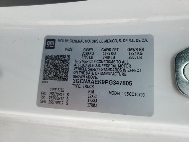 3GCNAAEK9PG347805 - 2023 CHEVROLET SILVERADO C1500 WHITE photo 12