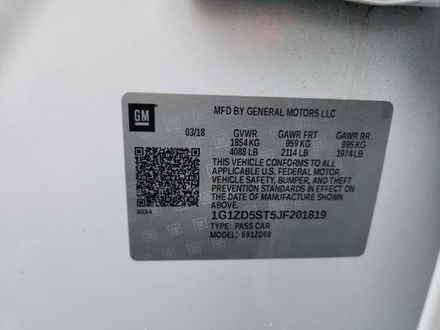 1G1ZD5ST5JF201819 - 2018 CHEVROLET MALIBU LT 白色 照片 12