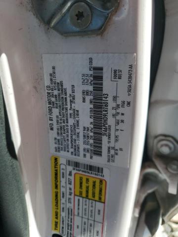 3FA6P0HD9LR160143 - 2020 FORD FUSION SE WHITE photo 12