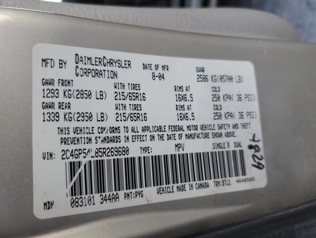 2C4GP54L85R269680 - 2005 CHRYSLER TOWN & COU TOURING GOLD photo 14