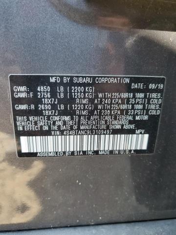 4S4BTANC9L3109497 - 2020 SUBARU OUTBACK LIMITED GRAY photo 12