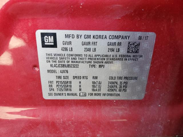 KL4CJCSB9JB523222 - 2018 BUICK ENCORE ESSENCE RED photo 12