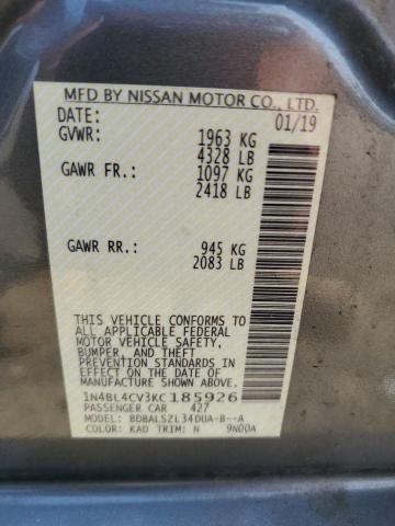 1N4BL4CV3KC185926 - 2019 NISSAN ALTIMA SR ნაცრისფერი ფოტო 12