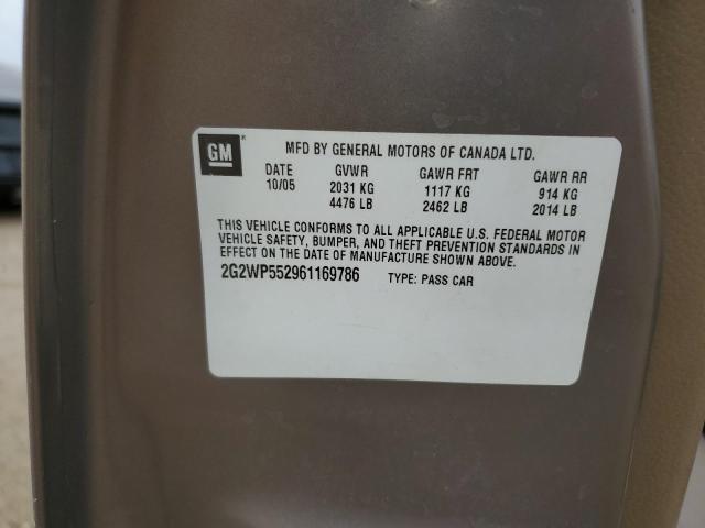 2G2WP552961169786 - 2006 PONTIAC GRAND PRIX TAN photo 12