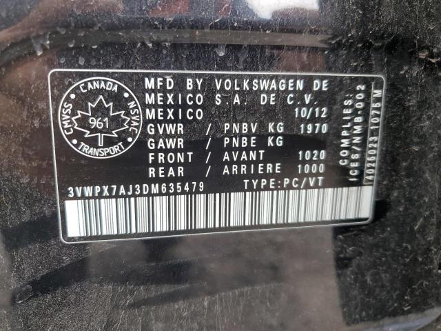 3VWPX7AJ3DM635479 - 2013 VOLKSWAGEN JETTA S BLACK photo 12