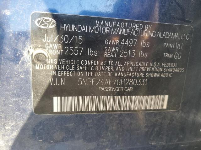 5NPE24AF7GH280331 - 2016 HYUNDAI SONATA SE BLUE photo 12