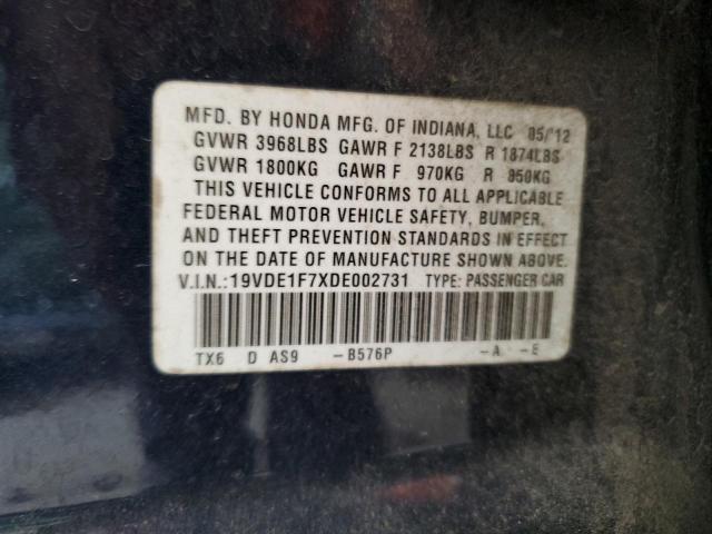 19VDE1F7XDE002731 - 2013 ACURA ILX 20 TECH BLUE photo 12