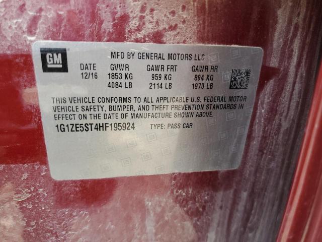 1G1ZE5ST4HF195924 - 2017 CHEVROLET MALIBU LT RED photo 12
