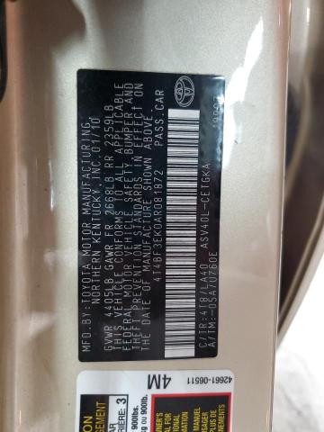 4T4BF3EK0AR081872 - 2010 TOYOTA CAMRY BASE GOLD photo 12