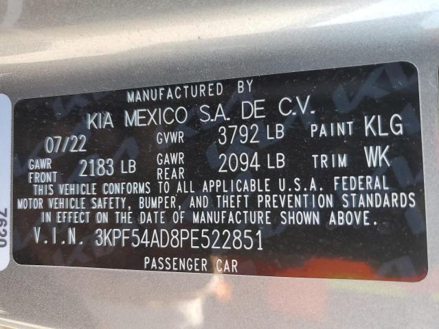 3KPF54AD8PE522851 - 2023 KIA FORTE GT LINE GRAY photo 13